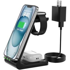 Wireless Charger for Apple Multiple Devices, 3 in 1 Fast Charging Station/Stand Compatible for iPhone16/ 15/14/13/12/Pro Max/SE/11/XS/XR/8 Fit for Apple Watch/iWatch 9/8/7/6/5/4/3/2/SE AirPods Pro/3/2