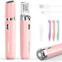 Facial Hair Remover for Women, 2-in-1 Epilator for Women with LED Light USB Rechargeable Portable Electric Epilators Painless Lady Shavers for Face, Lip, Chin, Leg, Arms, Bikini (Pink)