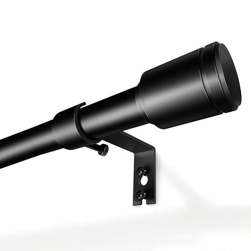 5/8” Diameter Curtain Rods 30-120 Inch, for 30-114 Inch Windows, Adjustable Splicing Black Curtain Rods for Windows with Brackets, Window Rod Long Small Curtains Rod