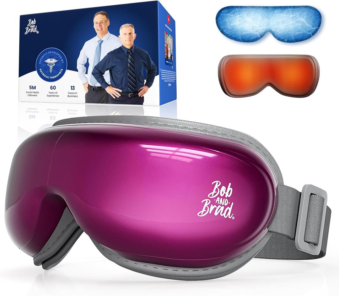 BOB AND BRAD Eye Massager with Heat and Cooling, EyeOasis 3 Eye Massager for Migraine FSA Eligible/HSA Eligible, Heated Headache Massager for Dry Eye Relief, Temple Massagers for Stress Relief (Purple)