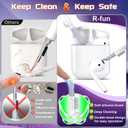 4 x R-fun AirPods 2 Case 2019 with Lock & Cleaning Kit, Keychain, Magnetic Lid, Compatible with AirPods 2nd/ 1st Generation Protective Case, Support Wireless Charging, White