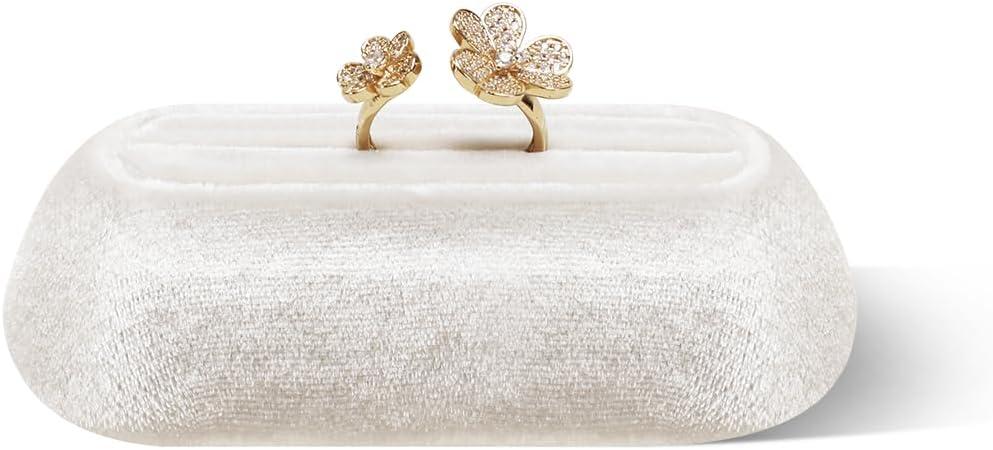 Velvet Jewelry Display Stand, 3-Size Ring Holder & Bangle Organizer (Beige, M)