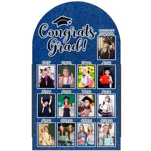 CroBlissful 27 x 16 Inch Graduation Photo Board Picture Frames Wall Decor Collage Display Blue Felt Board for 4 x 3 Inch Photo DIY Picture Holder 2026 Graduation Party Decorations