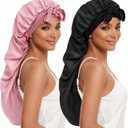 DEMAZALO Silk Long Bonnet for Braids & Curly Hair, Silk Satin Bonnet for Sleeping, Extra Large Bonnets for Women Braid