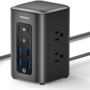 TenTrend Power Strip Tower (230W), 14-in-1 USB-C Charging Station Tower with 2000J Surge Protection, 5FT Extension Cord with 6 AC Outlets & 8 USB Ports for Home Office Dorm Essentials