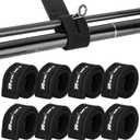8 Pcs Fishing Rod Straps Adjustable Neoprene Ties Elastic Fishing Rod Tackle Belt Ties Casting Rod Straps for Fixed Casting Rods & Spinning Rods & Fly Rods Wrap Protectors (Black)