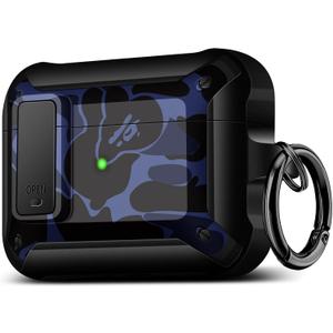 Maxjoy AirPods Pro Case Cover, Military Armor Series Full-Body Protective Case, Secure Lock, Blue Camo, Compatible with AirPod Pro, Recommended for Daily Use and Travel