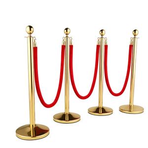 6 Pack Gold Stanchions Set with 3 Pcs 5 ft Red Velvet Ropes