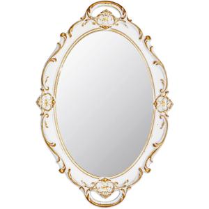Eaoundm 14.5 x 10 inchs Oval Antique Decorative Wall Mirror Vintage Hanging Mirror (White)