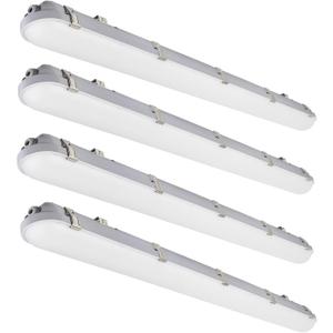 Kadision 4ft LED Vapor Tight Light, 60W/50W/40W Wattage Selectable 7200lm 5000K 100-277V, 0-10V Dimmable Vapor Proof Lighting Fixture for Warehouses Car Washes, 4-Pack