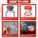 200 Pack 2ml Glass Vials Clear Glass Empty Vials for Injection with Plastic-aluminum Flip Caps and Rubber Injection Stoppers Flat Bottom Lab Vial (Red Lid)
