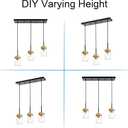 MELUCEE 20.5 Inches Dining Room Light Fixture Hanging 3-Lights Kitchen Pendant Light Fixture Over Island Black Ceiling Hanging Lamp with Clear Glass Shade, Gold Socket, 3 Lights-1 Pack Linear