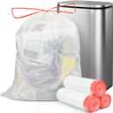 16-18 Gallon Trash Bags with Drawstring, Clear, Large Strong Trash Can Liners, Heavy Duty Plastic Garbage Bags for Home Kitchen Office Lawn Commercial, (105)