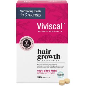 Viviscal Hair Growth Supplements For Women For Thicker, Fuller Hair, Nourishes Thinning & Loss, With Proprietary Collagen Complex, 180 Tablets, 3 Month Supply 03/2027 Viviscal Hair Growth Supplements For Women For Thicker, Fuller Hair, Nourishes Thinning & Loss, With Proprietary Collagen Complex, 180 Tablets, 3 Month Supply 03/2027