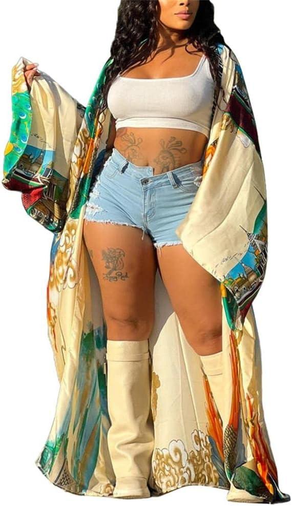 cu4eve Summer Cardigan For Women Lightweight Satin Open Front Long Kimono Swimsuit Cover Ups Silk Robe Plus Size, One Size