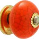 Dresser Knobs - Countryside Boho Handmade Ceramic Drawer Pulls Kitchen Cabinets Cupboard Wardrobe Handle Furniture Hardware - Orange - Pack of 4