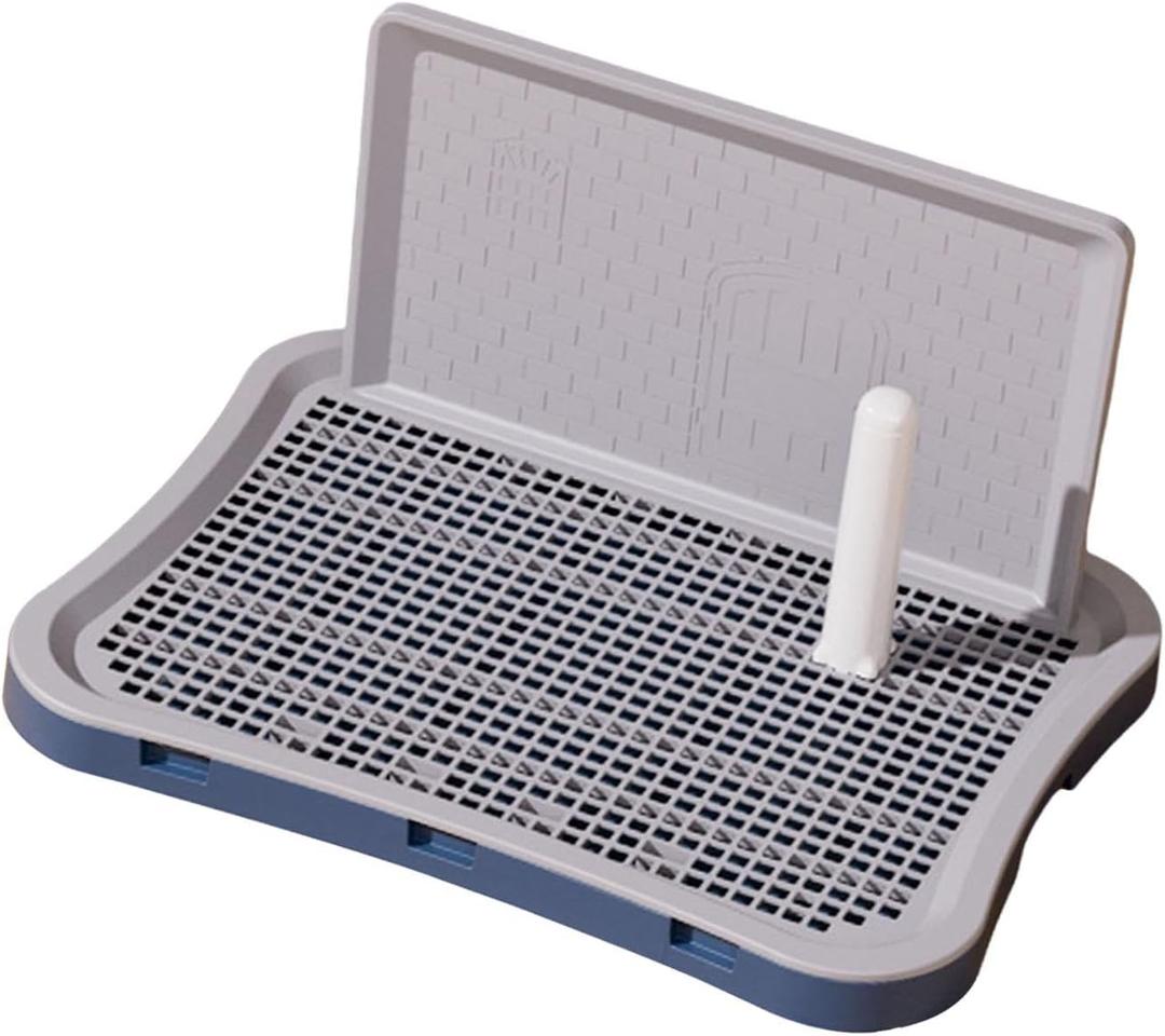 Dog Toilet Pet Puppy Training Potty with Protection Wall Removable Post No Spilling Indoor Dog Potty Tray for Apartment Bunny, Small Dark Blue
