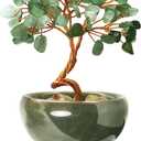 Green Aventurine Crystal Tree,Harmony Office Desk Home Decor,Vitality Gift with Copper Wire in Ceramic Base