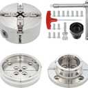 4 Inch Wood Lathe Chuck Set 1" x 8 tpi thread & 3/4"x16TPI Adapter, Nickel Plated Self Centering 4 Jaw Wood Turning Chuck set (2PCS jaws)
