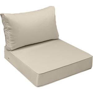 AAAAAcessories Outdoor Seat Cushions for Chairs, Fade-Resistant, Waterproof Patio Furniture Replacement Cushions, 23" x 23" x 5" + 23" x 13.5", Beige