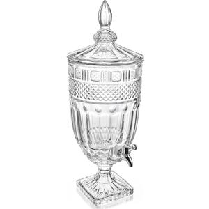 1.3 Gallon Glass Beverage Dispenser with Spigot Glass Drink Dispenser for Parties Wide Mouth Juice Beverage Server for Wedding Party Bar Leak Proof Beverage Dispenser