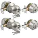 BESTTEN 2 Pack Keyed Same Exterior Door Knobs and Single Cylinder Deadbolts Combo Set, Keyed Alike Entry Door Knobs with Locks and Keys for Entrance and Front Door, Satin Nickel