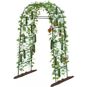 Garden Arch Trellis for Climbing Plants, 82 Inch Tall Grape Trellies for Outdoor,Flower Vegetable Tomato Cucumber Trellis with Clamp Netting, Metal Vine Plants Support for Wedding Garden Decoration