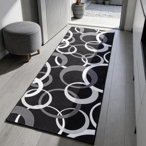 YIHOUSE 2x6 Kitchen Runner Rug Non Skid Washable, Black and White 6ft Rug Runners for Bathroom Hallway Non Slip, Modern Carpet Runner for Entryway Bedside Laundry Room