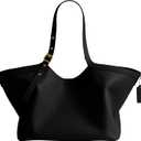 COACH Women's Glazed Leather Gramercy Tote, B4/BLACK, Black, One Size