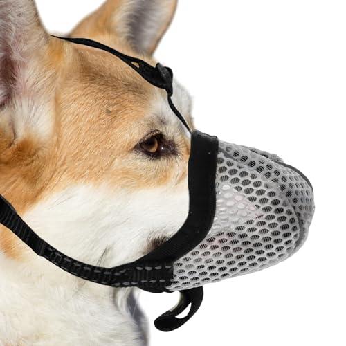 RENEWREVITAL Dog Muzzle, Small Dog, Breathable Soft Mesh, Reflective Adjustable, X-Small, Grey