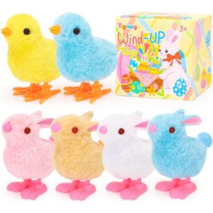 Tagitary Bunny and Jumping Chick Wind Up Toys Easter Plush Rabbit and Chicken Toy for Kids Toddlers Easter Egg Hunt Basket Party Favor Stocking Stuffers Classroom Prizes Christmas Birthday Gift