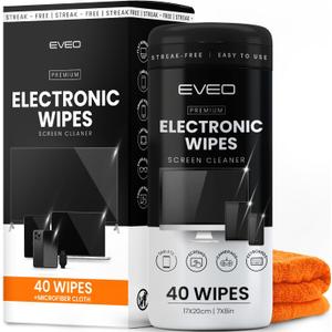 Electronic Wipes Screen Cleaner [40 Wipes] Streak-Free Screen Wipes Computer Screen Wipes & TV Screen Cleaner - Screen Wipes for Electronics, Screen Cleaner Wipes - [Microfiber Cloth+40 Wipes]