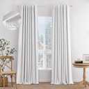 MIULEE 100% Blackout Curtains 90 inches Long Linen Curtains & Drapes for Bedroom Back Tab Living Room Darkening Full Black Out Window Curtain Panels Rod Pocket, White, 2 Panels Set