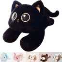 uoozii 20" | 4 Pounds Black Cat Weighted Stuffed Animals with Unscented Microwavable Heating Pad, Cute Coolable Heatable Weighted Plush Warm Gift for Kids & Adults