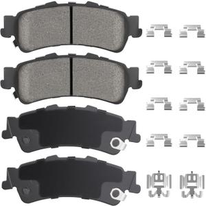 Rear Ceramic Disc Brake Pads Set for Chevy Silverado 1500 1999-2006, Tahoe 2000-2001, for GMC Sierra 1500 1999-2006, for Cadillac DeVille 2000-2005, DTS 2006-2011, 4PCS(With Hardware)
