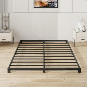 3 Inch Bed Frame Queen Size Low Profile, Queen Heavy Duty Platform Bed Frame No Box Spring Needed, Easy Assembly, Noise Free, Black