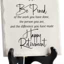 LukieJac Retirement Gifts for Women Men Retirement Party Decoration Best Ceramic Retirement Plaque 6"*6" Happy Retirement Table Decorations Sign for Teacher Nurses Coworker (White)