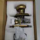 Antique Brass Bronze Door Knob Privacy Door Knobs Interior with Push-Button Vintage Door Knob with Lock for Bedroom and Bathroom, 1 Pack