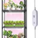 Indoor Greenhouse with Grow Light, 4-Tier Plant Stand with Zippered PVC Tent, Ventilation Window, Bottom Pouch, 20W Full Spectrum Plant Light with Timer for Seed Starting, 27"L x 19"W x 59"H
