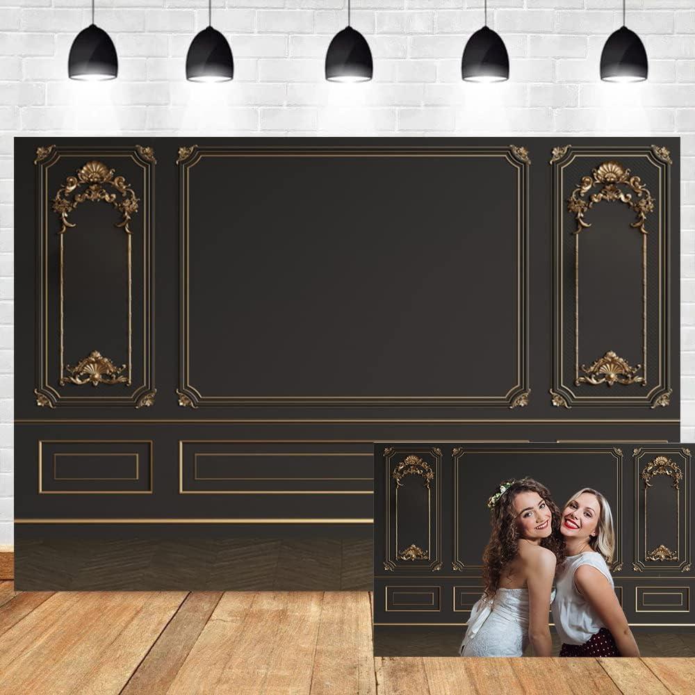 OERJU 10x8ft Vintage Room Inside Backdrop European Style Black Wall Artistic Retro Photo Background Wedding Event Birthday Party Decoration Banner Family Portrait Photo Studio Prop Vinyl Wallpaper