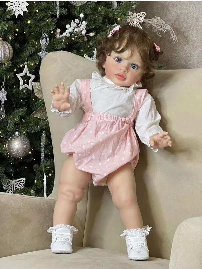Lifelike Reborn Baby Dolls Girl -  22" Inch Reborn Toddler Princess Girl Soft Vinyl Silicone Doll Real Life Standing Girl Reborn Dolls Bebe Toy 
