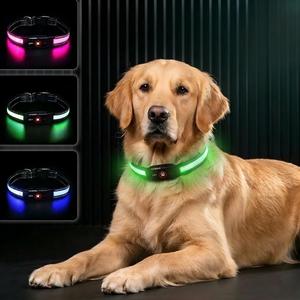 Light Up Dog Collar-Rechargeable & Long-Lasting Power LED Dog Collar Lights for Night Walking, Waterproof & Safety Glowing Collars for Medium Dogs [Green-M]