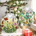 4 x Wildflower Ornament Christmas Decoration & Christmas Ornament; Stained Glass Holiday Decoration (Holiday Present, Bauble Present, Gift Idea, Gift Exchange) | Heirloom Keepsakes