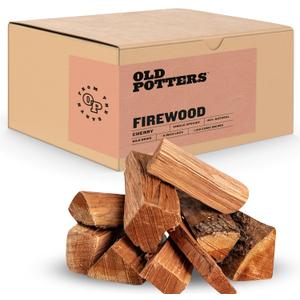 Kiln Dried Firewood - Cherry, 1100 Cu. in, 16-18 Logs ~ 8" x 2.5" Logs. Solo Stove and Cooking Wood for Grilling, Smoking, and Firepits, Cherry.