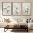 Anyzal Framed Beige Floral Wall Art Neutral Flower Wall Decor for Living Room Bedroom Dining Room 16x24 Inch Set of 3