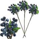 Fake Blueberries Artificial Berry Picks for Decor,Artificial Blueberry Stems for Lifelike Fruits Arrangement Flowers DIY Christmas Wedding Crafts-3 Pack