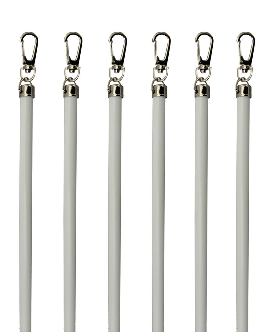 Generic White Aluminum Drapery Curtain Wand Pull Rod w/Swivel Snap & Handle White (3 Pack - 36""), Silver