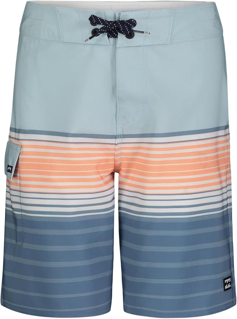 Billabong Boys Performance Stretch Pro Boardshorts with UPF 50+ Sun Protection, Quick Dry Bathing Suit (27, Dusty Blue Stripe)