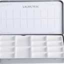 Travel Watercolor Palette,Portable Ceramic Palette with 14 Well,Metal Paint Box with Porcelain Palette(Silver Box)