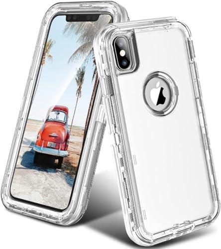 ORIbox for iPhone X/XS Case Clear, [10 FT Military Grade Drop Protection], Transparent Heavy Duty Shockproof Anti-Fall Case for iPhone X/XS Phone Case,6.1 inch,3 in 1, Crystal Clear